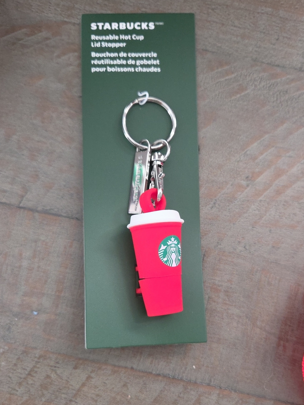 Starbucks Pink-Red Reusable Cup Keychain with White Lid